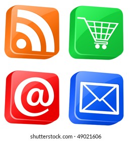 Set of various Internet Buttons. Vector illustration with 3D effect