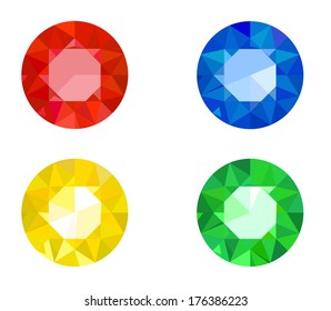 Set of various jewels: ruby, sapphire, topaz, emerald svg
