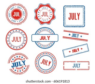 Set of various July month stamps