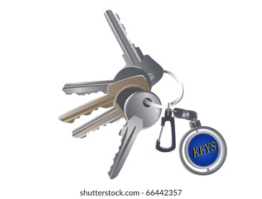 Set of various keys on a charm