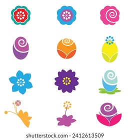 Set of various kind of flower icon