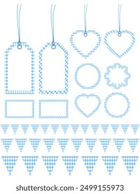 Set Various Label Borders Stickers Oktoberfest Diamond Pattern Light Blue