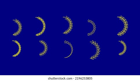 Set of various laurel wreaths. Award, achievement, victory, Gerd. 