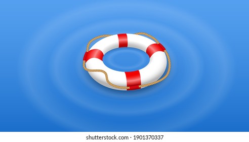 set of various lifebuoy isolated or lifeguard rescue equipment or safety beach worker with life jacket concept. 