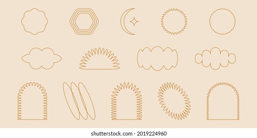 Set of various linear geometric shapes. Modern vector illustration. Design Elements, Organic Shapes, Abstract Backgrounds. All elements are isolated