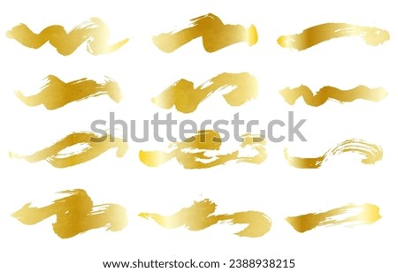Set of various lines written by brush (gold)