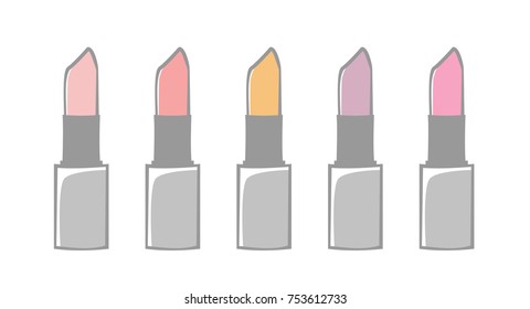 Set of various lipstick colors