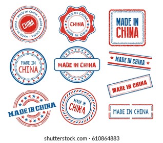 Set of various made in China stamps
