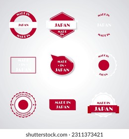 Set of various Made in Japan labels isolated on white background, vector illustration.