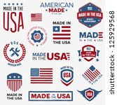 Set of various Made in the USA graphics and labels