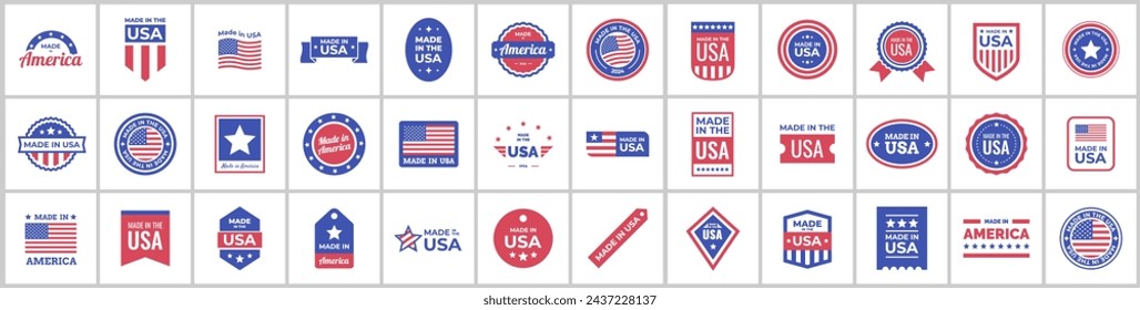 Set of various Made in the USA graphics and labels icon