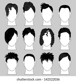 Set of various male haircuts