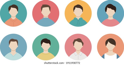 A set of various male round frame icons.