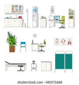 Set of various medical furniture