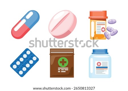 Set of Various Medicine and Pill Packaging