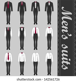 Set of various men's suits