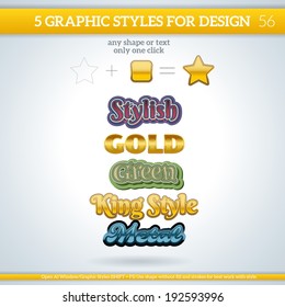 Set of Various Metallic Graphic Styles for Design.