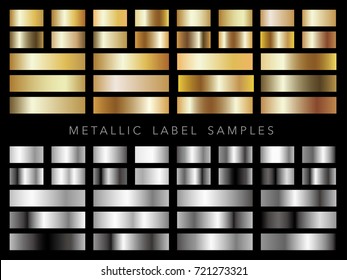 A set of various metallic vector label samples.