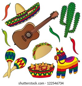 Set of various Mexican images - vector illustration.