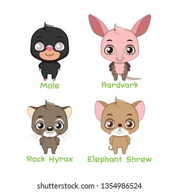 Set of various mixed animal species