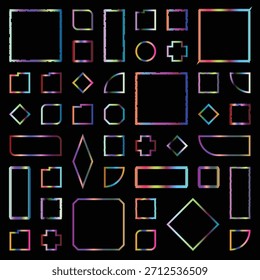 Conjunto de varias Formas geométricas multicolores aisladas sobre fondo transparente