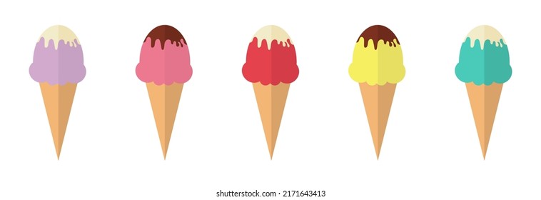 Set Various Multicolored Ice Cream Icons Stock Vector (Royalty Free ...