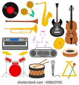 Set of various musical instrument in vector