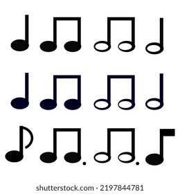 set of  various musical notes on a white background 