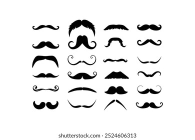 Conjunto de vários ícones de estilo Mustache. Design de ilustração vetorial.