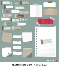 Set of various note papers, ready for your message. Vector EPS10