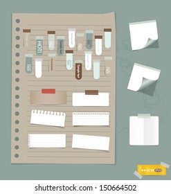 Set of various note papers, ready for your message. Vector EPS10