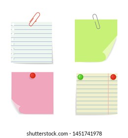 Set Of Various Note Papers. Vector Illustration.