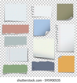 Conjunto de notas sobre fondo transparente. Elementos vectoriales