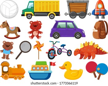 Set of various objects cartoon illustration