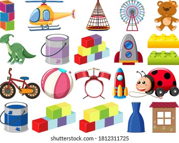 Set of various objects cartoon illustration