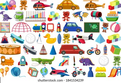 Set of various objects cartoon illustration