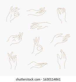 Set Various Outline Gestures Isolated Vector Stock Vector (Royalty Free ...