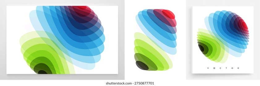 Set of various overlapping elements. Abstract geometric design. Vector illustration for banners, placards, posters or flyers. 