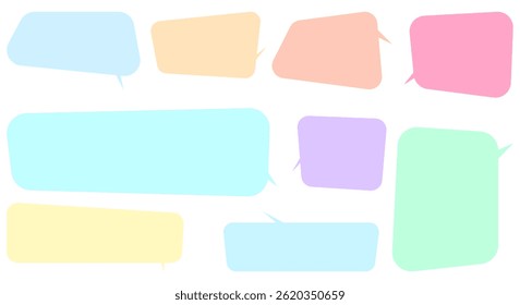a set of various pastel colored speech bubbles