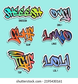 Set of Various Patches, pins, stamps or Stickers. graffiti lettering sticker vector