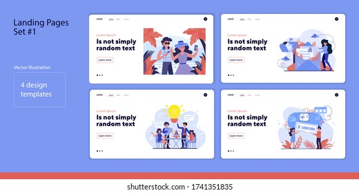 Set of various people and life moments. Flat vector illustrations of men and women winning, brainstorming, traveling. Lifestyle and work concept for banner, website design or landing web page