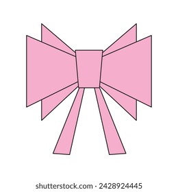 Set of various pink cartoon bow knots, gift ribbons. Trendy cute hair braiding accessory. Flat vector modern illustration in cartoon style isolated on background.