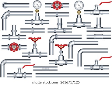 A set of various plumbing pipes