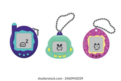 A set of various pocket games of the 90s. Vintage games. Vector illustration