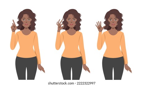 set of various pose tan skin woman, vector, illustration design.