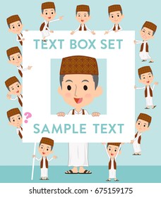 Set of various poses of Arab man Brown vest Style text box