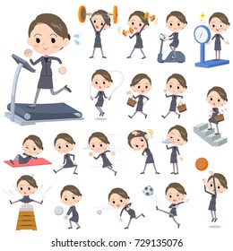 Set of various poses of Beauty staff women_Sports & exercise