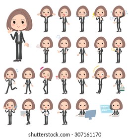 Set of various poses of Black jacket pants business woman