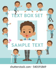 Set of various poses of Black schoolboy text box