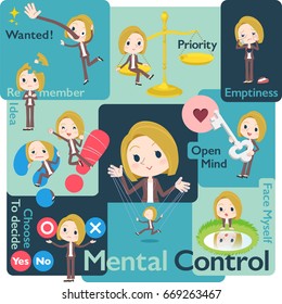 Set of various poses of blond hair woman White Mental & volition
